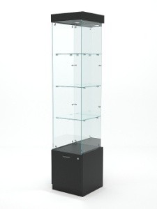 Витрина стеклянная "КРИСТАЛЛ" №104 (без дверки, задняя стенка - зеркало), Черный