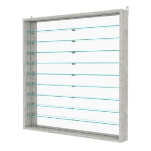 Витрина настенная с регулировочными полками №4-6ГУ-РЕГ с зеркалом, Метрополитан Грей