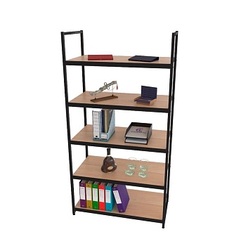 Стеллаж в стиле лофт A1790-20-ЧДС с полками лдсп