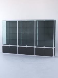 Витрина "ПРЯМОУГОЛЬНАЯ" №2-3м-500-1 (задняя стенка - ДВП), Черный