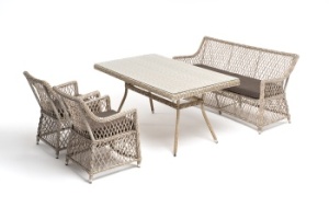 "Катания" обеденная группа плетеная на 4 персоны, цвет бежевыйцвет Бежевый