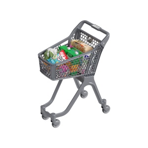 Пластиковая покупательская тележка VIBE, 60 литров, серая, задняя стенка серая