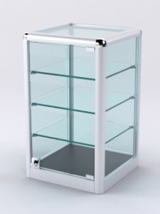 Витрина из профиля настольная "ВАЙБ ИКС" №6-3П-С-300 (задняя стенка Стекло), Черный