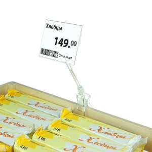 Ценникодержатель на прищепке универсальный FX 100 ммм с DELI-PRICER 80х60 мм