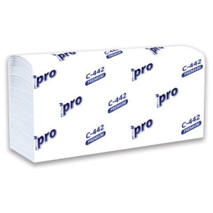 Полотенца бумажные 200 шт, PROtissue (H2) PREMIUM, 2-сл. белые, КОМПЛЕКТ 21 пач, 24х21,5,Z-слож,С442