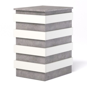 Тумба №2Б для витрин "СЛАДОСТЬ" шириной 400мм, Бетон Чикаго светло-серый + Белый