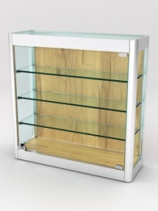 Витрина из профиля настенная "ВАЙБ ИКС" №4-3П-ДСП-170 (задняя стенка ДСП), Дуб Золотистый