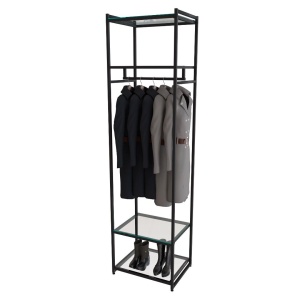 Стеллаж для одежды AС2260-13-Ч со стеклом 220х60х45