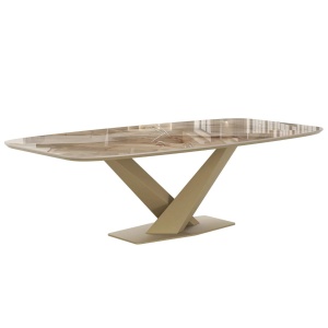 Стол Торос 230 овальный, интегрированная керамика глянцевая, шампань