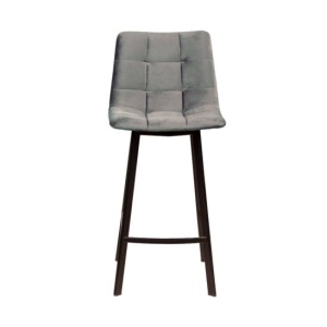 Стул полубарный UNO, бархат пепельно-бежевый / чёрный профиль