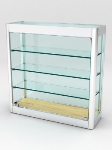 Витрина из профиля настенная "ВАЙБ ИКС" №4-3П-С-170 (задняя стенка Cтекло), Дуб Золотистый