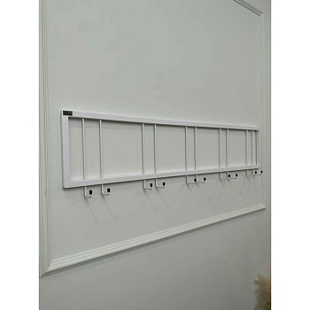 Вешалка настенная металлическая с крючками -115 (белый)