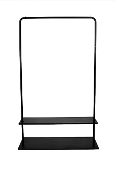 Вешалка напольная Отрада с двумя полками для обуви из ЛДСП, 920х330х1500Н, черная/черная