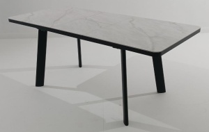 Стол НОРД 140  ОНИКС, керамика / Черный каркас