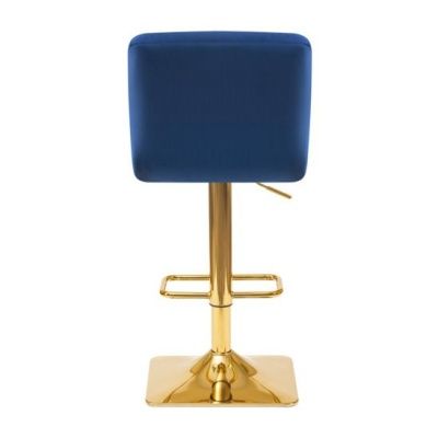 Барный стул Арканес, золотая база, велюр синий