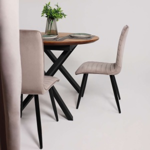 Столешница РАУНД раздвижной, d110(150) дуб мореный / рама черная