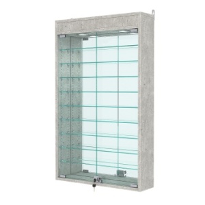 Витрина настенная с регулировочными полками №2-8А-РЕГ с зеркалом и с подсветкой, Метрополитан Грей