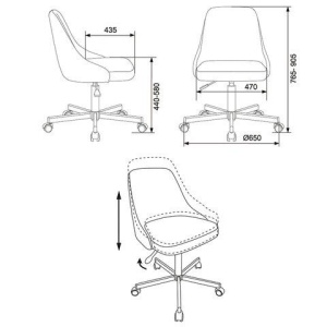 Кресло CH-340M, пятилучие металлическое, ткань, светло-коричневое, 1397884