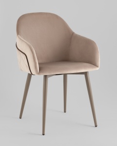 Стул Новел New велюр серо-коричневый, ножки бежево-серые