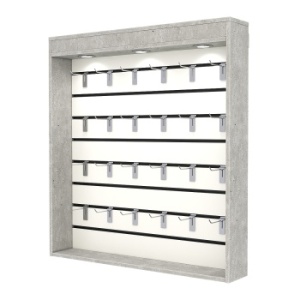 Витрина настенная №4-2В с экономпанелью, без полок, с подсветкой, Метрополитан Грей