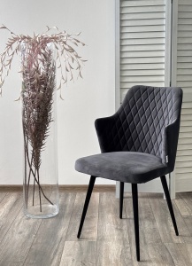 Стул ГЕРМАН (HERMAN) 360 град. BM-3 ТЕМНО-СЕРЫЙ, велюр / черный каркас