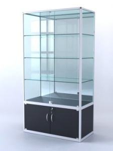 Витрина "ПРЯМОУГОЛЬНАЯ" №2-500-3 (задняя стенка - зеркало), Черный