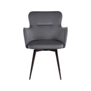 Стул c подлокотниками Кинг, поворотный на 360 градусов, бархат серый 27