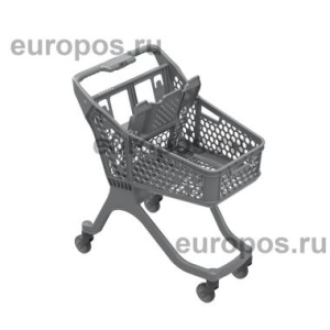 Пластиковая покупательская тележка SURF S серая, с детским креслом