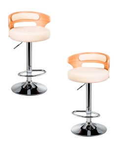 Набор 2 шт Стул барный DOBRIN FRED, натуральное дерево, кремовый