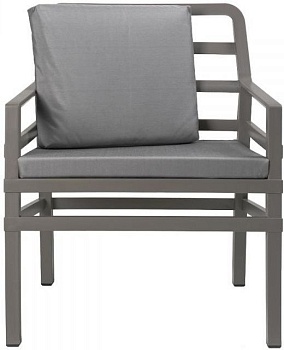 Кресло пластиковое с подушками Aria тортора, серый