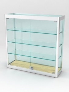 Витрина из профиля настенная "ВАЙБ ИКС" №1-3П-С-220 (задняя стенка Cтекло), Дуб Золотистый