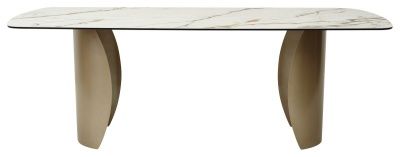 Стол BRONTE 220 KL-188 Контрастный мрамор матовый, итальянская керамика/ Шампань, ®DISAUR