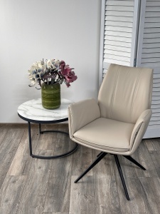 Стул YOZEF 360 град. поворот. HF017-02 Бежевый, экокожа / Черный, ®DISAUR