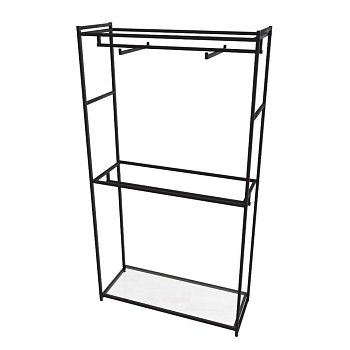 Стеллаж для одежды в стиле Лофт AС22120-05-Ч со стеклом (220х120х45)