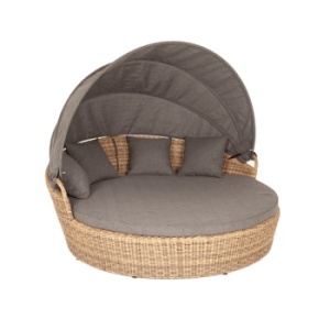 "Стильяно" плетеная кровать круглая, цвет соломенныйцвет соломенный