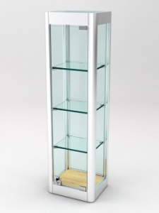 Витрина из профиля настенная "ВАЙБ ИКС" №5-3П-С-170 (задняя стенка Стекло), Дуб Золотистый