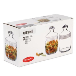 Банки с крышкой "Cesni" для сыпучих продуктов, набор 3 шт., 650 мл, стекло, PASABAHCE, 97424