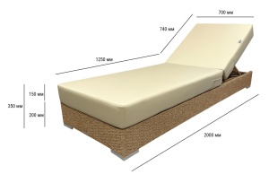 Шезлонг-лежак плетеный с матрасом Mantera бежевый люкс, светло-бежевый