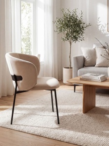 Стул БЕЛЛА, цвет H-06 Бежевый, велюр / черный каркас