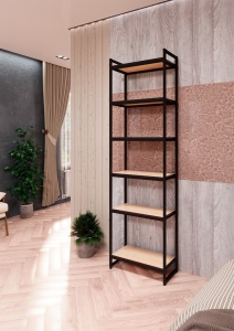 Стеллаж с полками PORTA ПД-2006Ч, 205 × 59 × 30 см, 6 полок — ЛДСП, дуб сонома