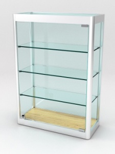 Витрина из профиля настенная "ВАЙБ ИКС" №2-3П-С-220 (задняя стенка Стекло), Дуб Золотистый