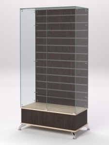 Витрина стеклянная "ПРИМАВЕРА ПОДИУМ КЛАССИК" №9-ЭП (с дверками, задняя стенка - экономпанель), Дуб Венге и Дуб Сонома