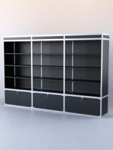 Витрина-стеллаж из ал.профиля №1-1 (3-ех метровая), Черный