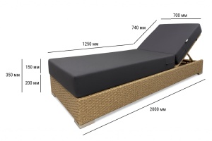 Шезлонг-лежак плетеный с матрасом Mantera бежевый люкс, серый