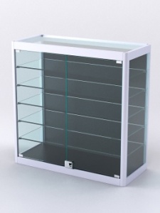 Витрина из профиля настольная "ВАЙБ" №1-5П-ДСП-300 (задняя стенка ДСП), Черный