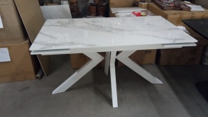 Стол Кентукки 3 140 БЕЛЫЙ МРАМОР, стекло / БЕЛЫЙ,