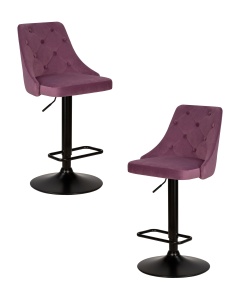 Набор 2 шт Стул барный DOBRIN JOSEPH BLACK, пудрово-сиреневый велюр (MJ9-52)