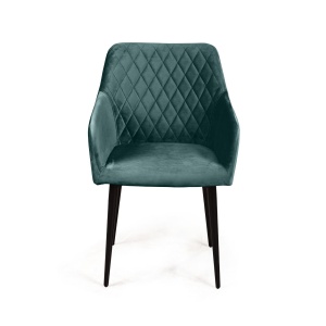 Стул с подлокотниками Роберт, бархат зелёный 19