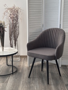 Стул ШЕЛЛ 360 град. поворот. цвет B28 Темно-серый, велюр / черный каркас