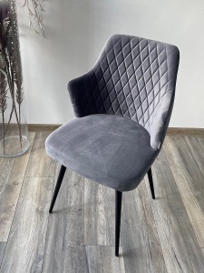 Стул ГЕРМАН (HERMAN) 360 град. СЕРЫЙ #27, велюр / черный каркас
